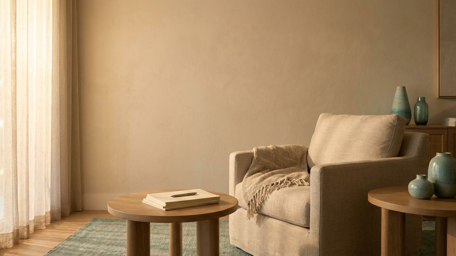A quiet sunlit room in a Florida home with documents and a pen resting on a side table